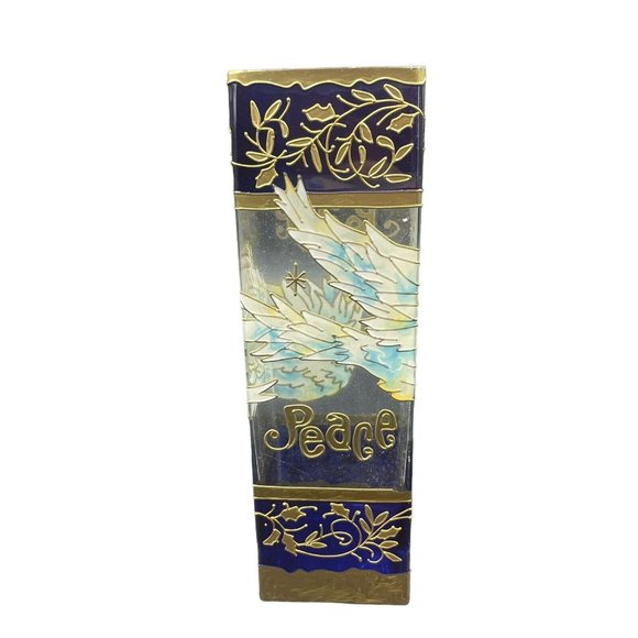 Joan Baker Designs Peace Dove Stained Glass Votive Candle Holder Tiffany 2003 - Picture 3 of 7